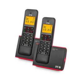 SPC Blade 7292RC2 Teléfono Inalámbrico DECT Pack DUO 2 Manos Libres - Rojo y Negro - Agenda 50 Nombres, Pantalla Iluminada